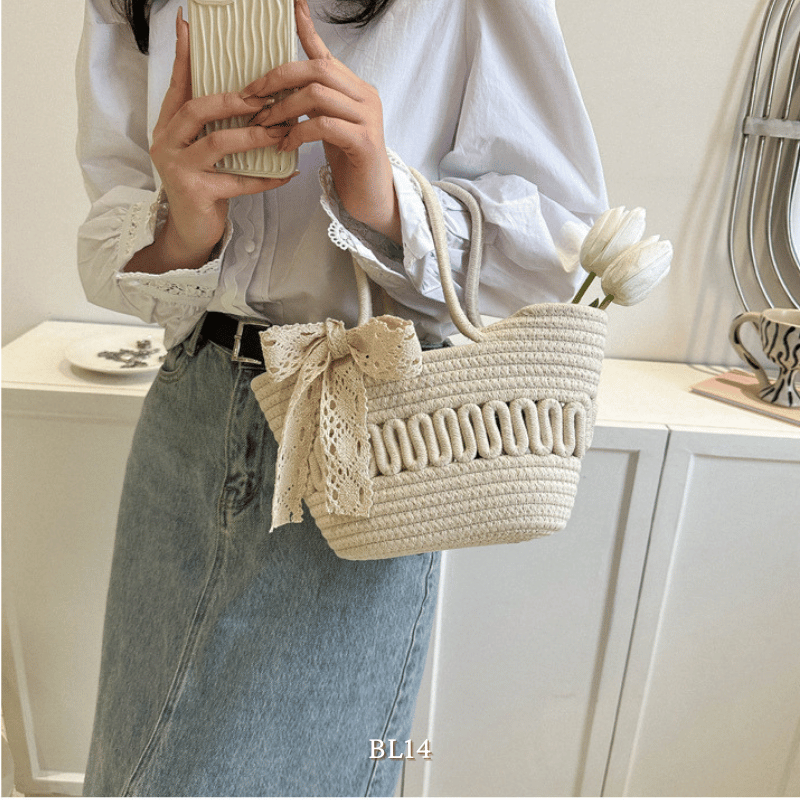 Túi xách cotton dạng thắt nơ BL14