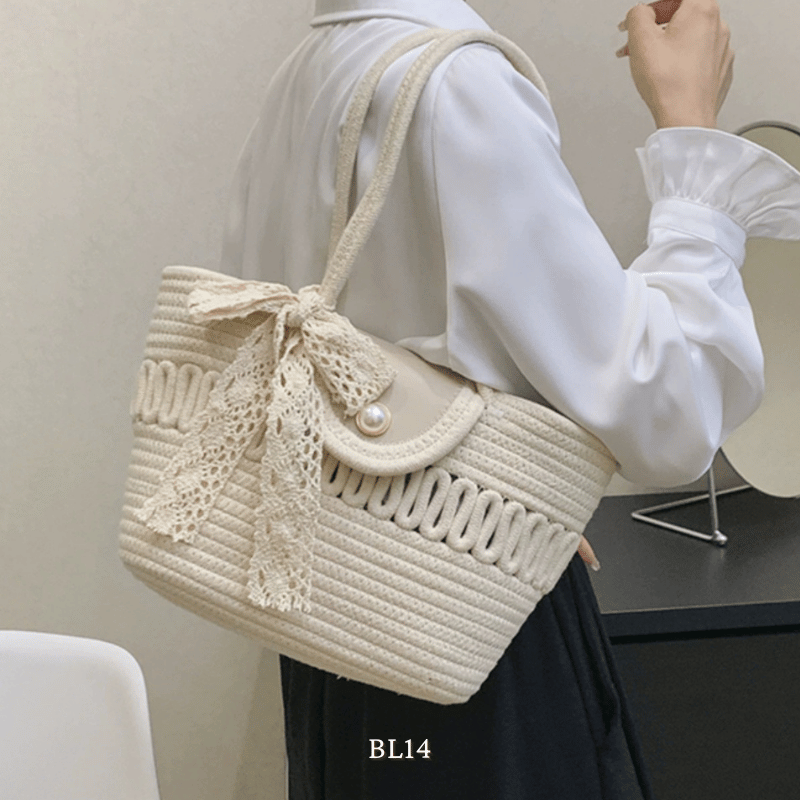 Túi xách cotton dạng thắt nơ BL14