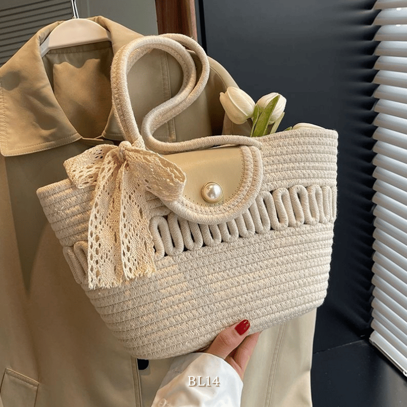 Túi xách cotton dạng thắt nơ BL14