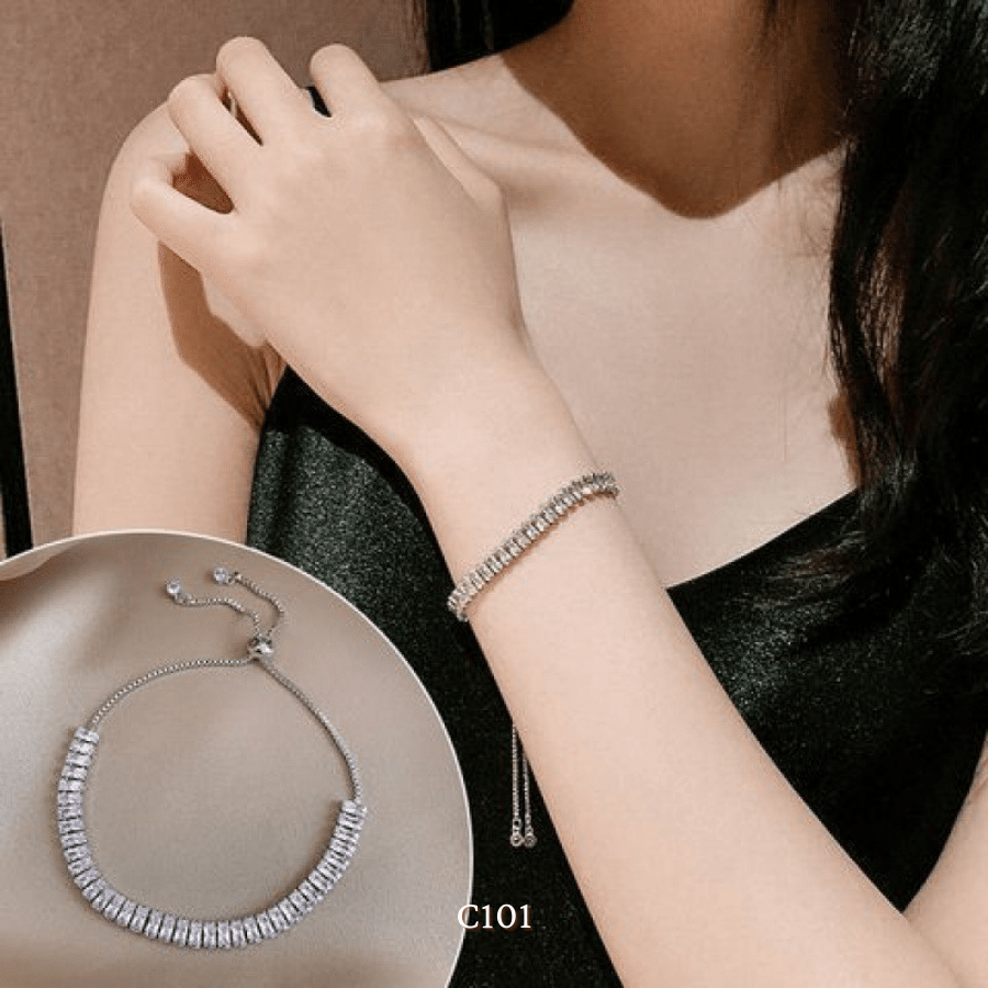 Vòng tay nữ dây rút đính đá pha lê sang trọng cao cấp C101