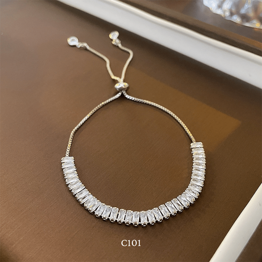 Vòng tay nữ dây rút đính đá pha lê sang trọng cao cấp C101