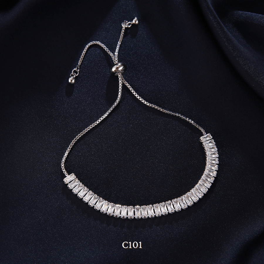 Vòng tay nữ dây rút đính đá pha lê sang trọng cao cấp C101
