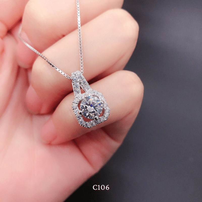 [KHÔNG ĐEN GỈ] Dây chuyền thép Titan mặt đá vuông cao cấp C106
