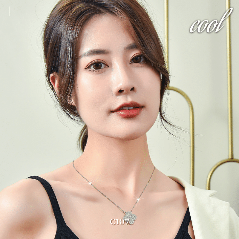 [KHÔNG ĐEN GỈ] Dây chuyền thép Titan cỏ bốn lá đính đá cao cấp  C107