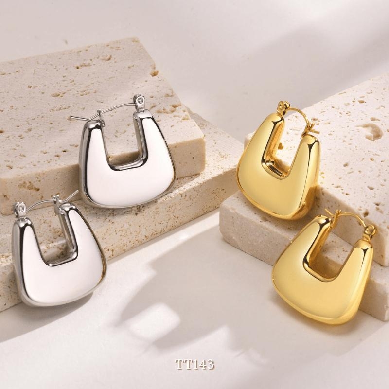 Bông tai Thép Titan không gỉ dạng vuông TT143