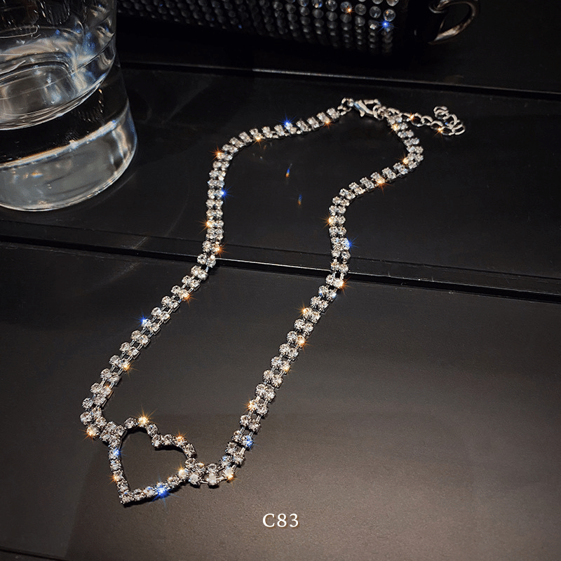 Vòng cổ choker đính đá cao cấp hình tim phụ kiện trang sức  C83