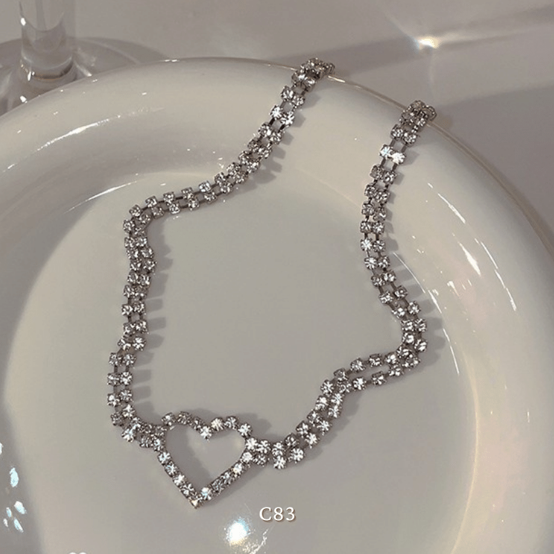 Vòng cổ choker đính đá cao cấp hình tim phụ kiện trang sức  C83