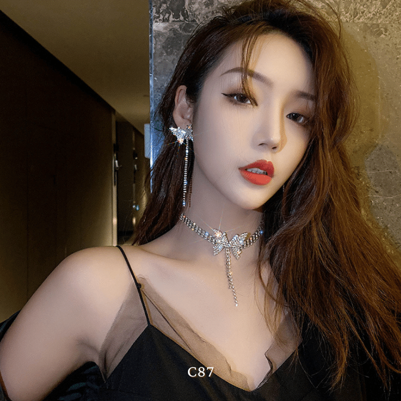 Vòng cổ choker đính đá sang trọng đi tiệc sự kiện hottrend thời trang C87