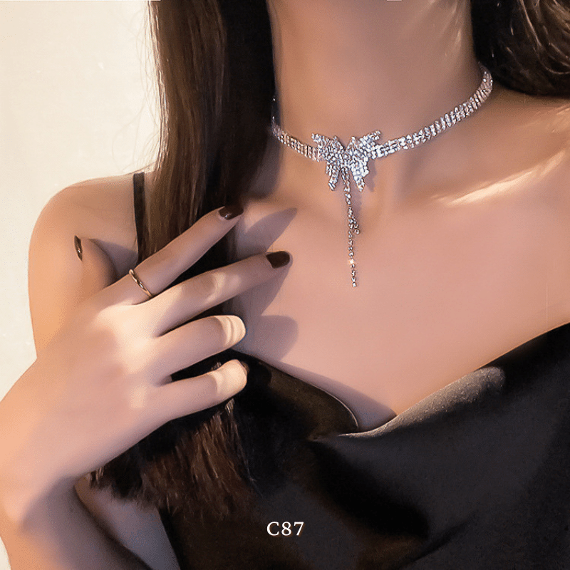 Vòng cổ choker đính đá sang trọng đi tiệc sự kiện hottrend thời trang C87