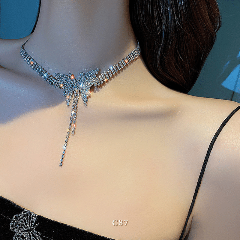 Vòng cổ choker đính đá sang trọng đi tiệc sự kiện hottrend thời trang C87