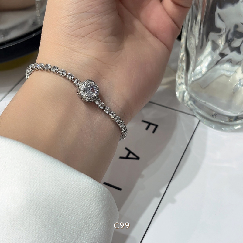 Vòng tay nữ hạt tròn đính đá dây rút phong cách sang trọng tinh tế C99