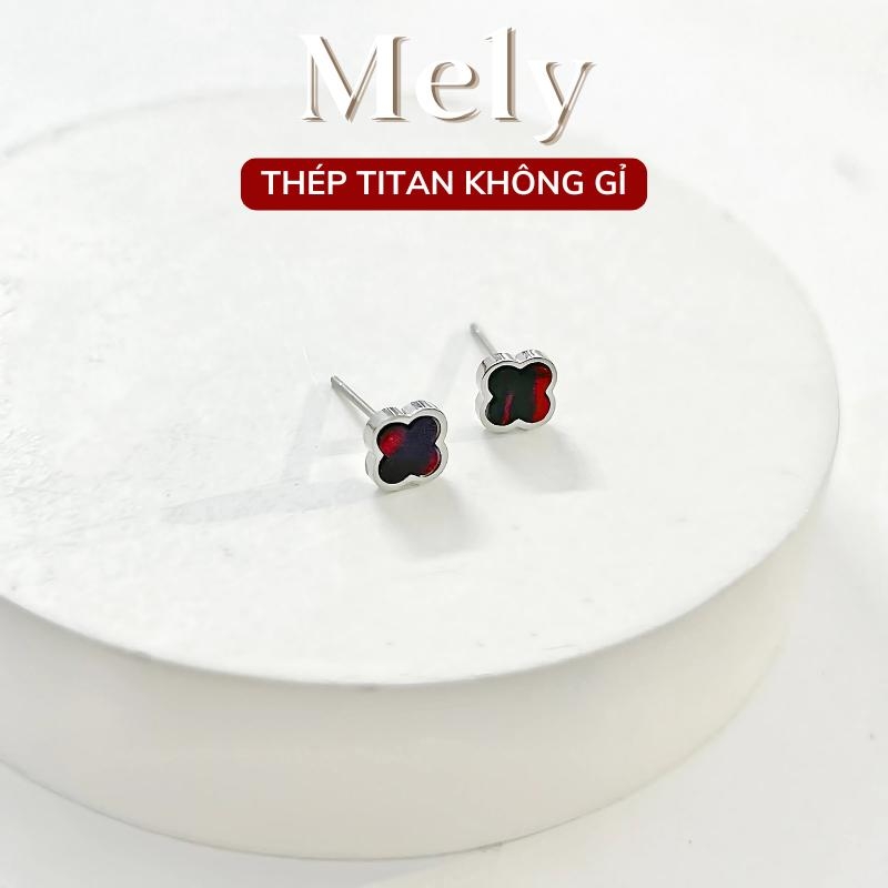 Bông tai titan cỏ 4 lá nhỏ TT156