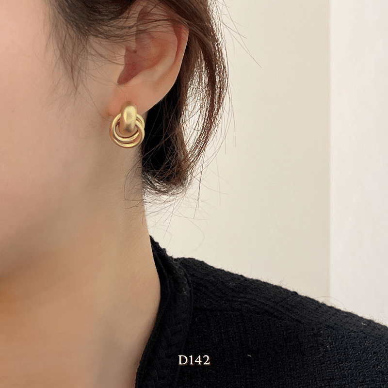 Bông tai nữ mạ vàng cổ điển sang trọng cá tính phong cách Retro cao cấp D142
