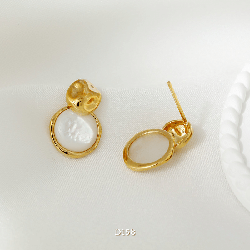 Bông tai nữ mạ vàng dạng tròn khảm đá cao cấp thiết kế phá cách thời trang - D158