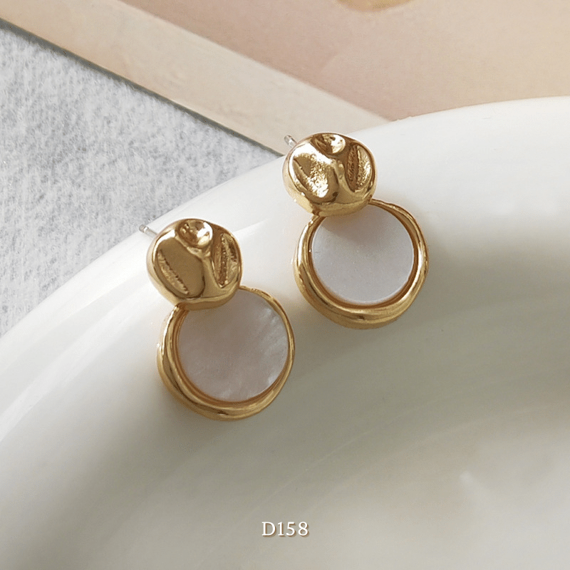 Bông tai nữ mạ vàng dạng tròn khảm đá cao cấp thiết kế phá cách thời trang - D158