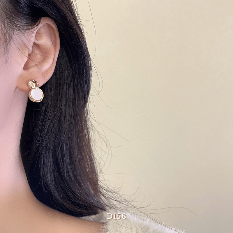 Bông tai nữ mạ vàng dạng tròn khảm đá cao cấp thiết kế phá cách thời trang - D158