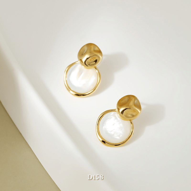 Bông tai nữ mạ vàng dạng tròn khảm đá cao cấp thiết kế phá cách thời trang - D158