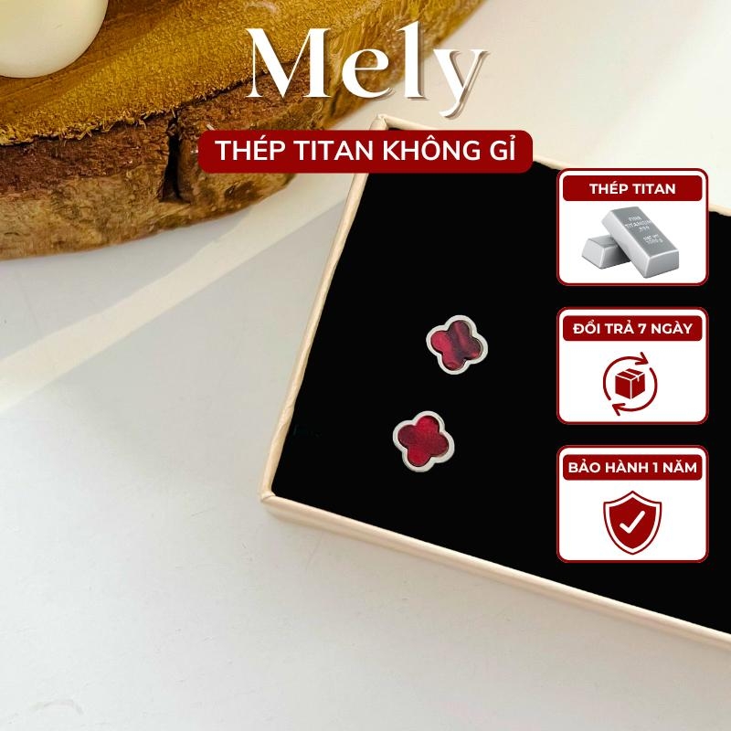 Bông tai titan cỏ 4 lá nhỏ TT156