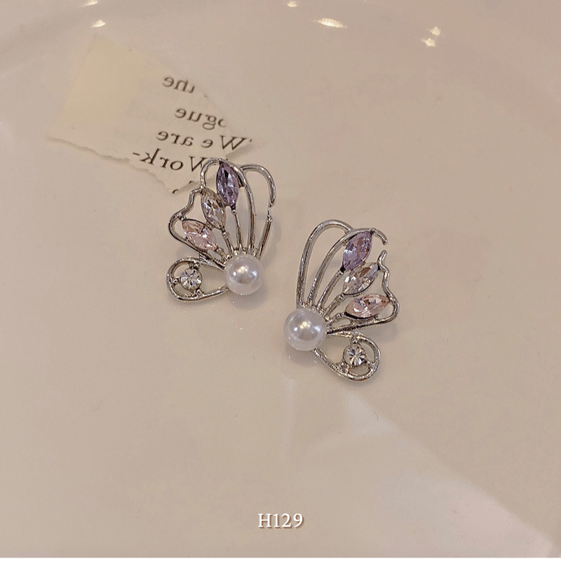 Bông tai nữ hình bướm đính đá phụ kiện trang sức tiểu thư H129
