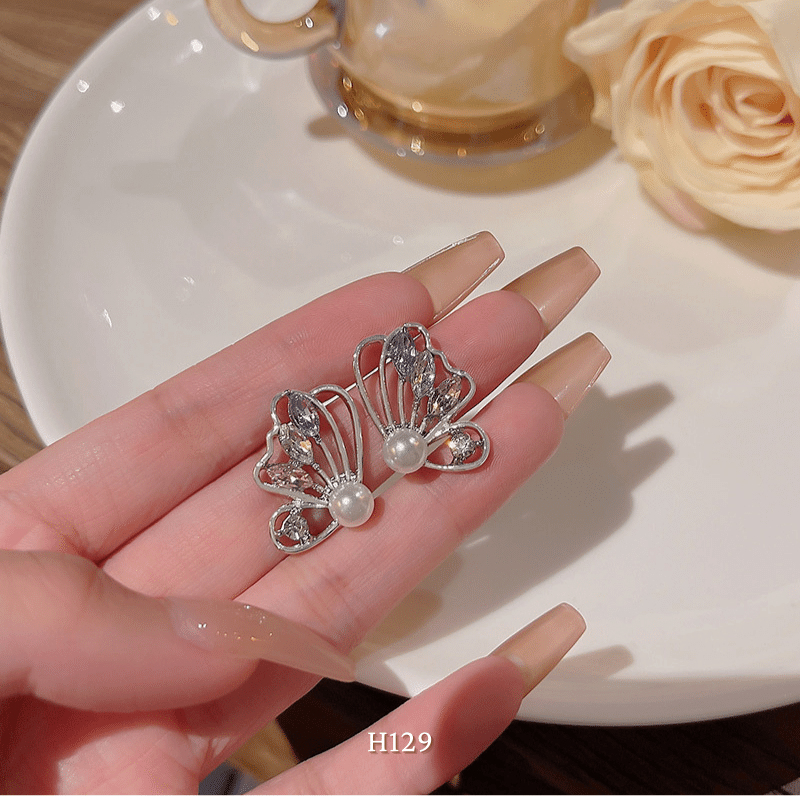 Bông tai nữ hình bướm đính đá phụ kiện trang sức tiểu thư H129