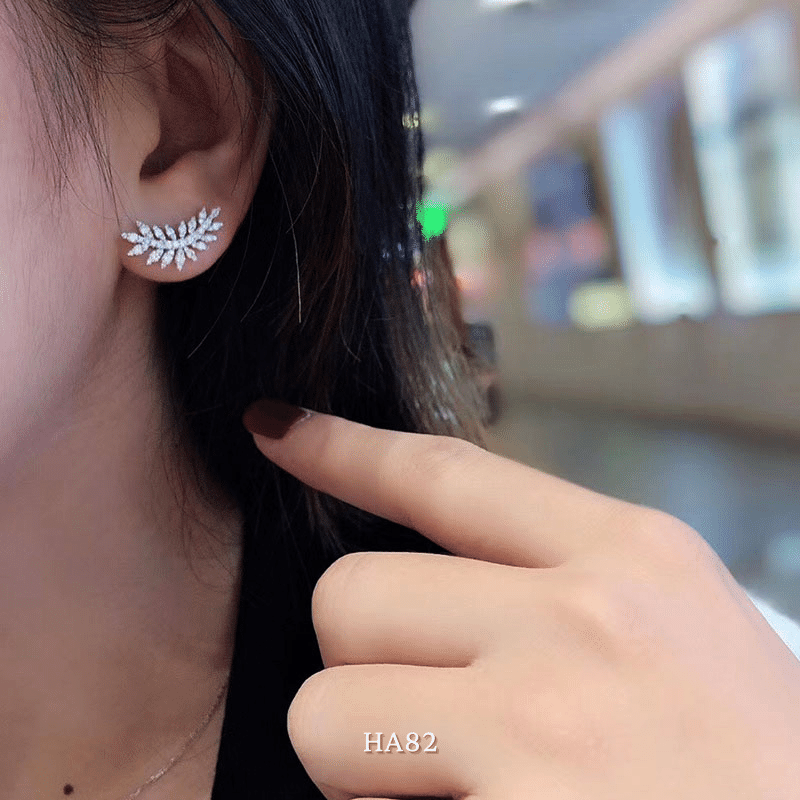 Bông tai nữ hình cánh đính đá cao cấp phu kiện thời trang basic đẹp HA82