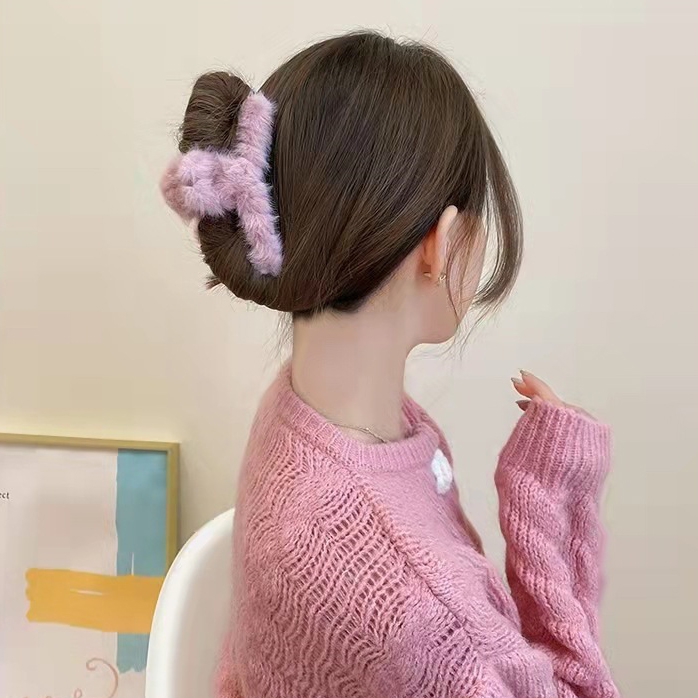 Kẹp tóc càng cua phối lông nữ tính thời trang hottrend Hàn Quốc Mely
