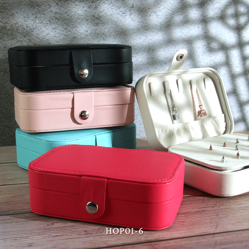 Hộp đựng trang sức phụ kiện du lịch hình vuông nhiều ngăn tiện dụng, hộp nữ trang bọc da sang trọng