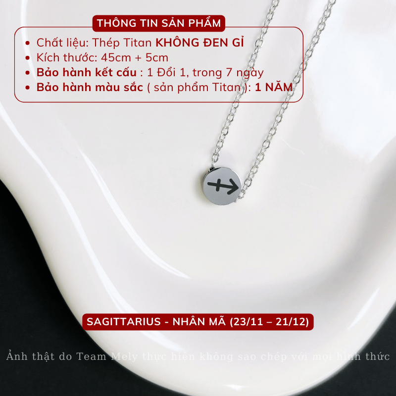 Dây chuyền Thép Titan không gỉ dạng Cung Hoàng Đạo CT31