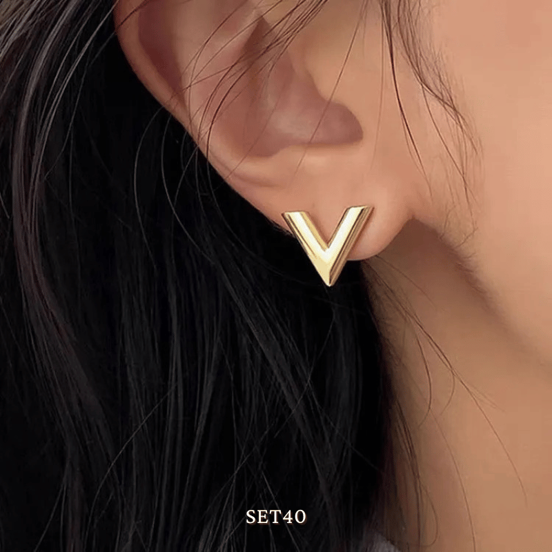 Bộ trang sức Thép Titan không gỉ hình V SET40