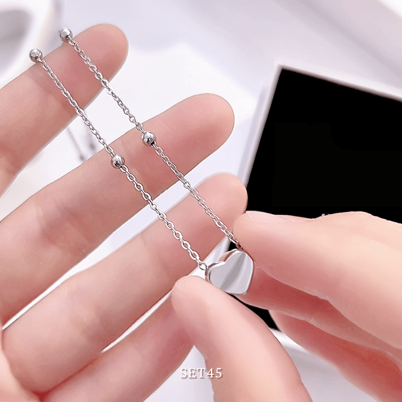 Bộ trang sức Thép Titan không gỉ hình tim SET45