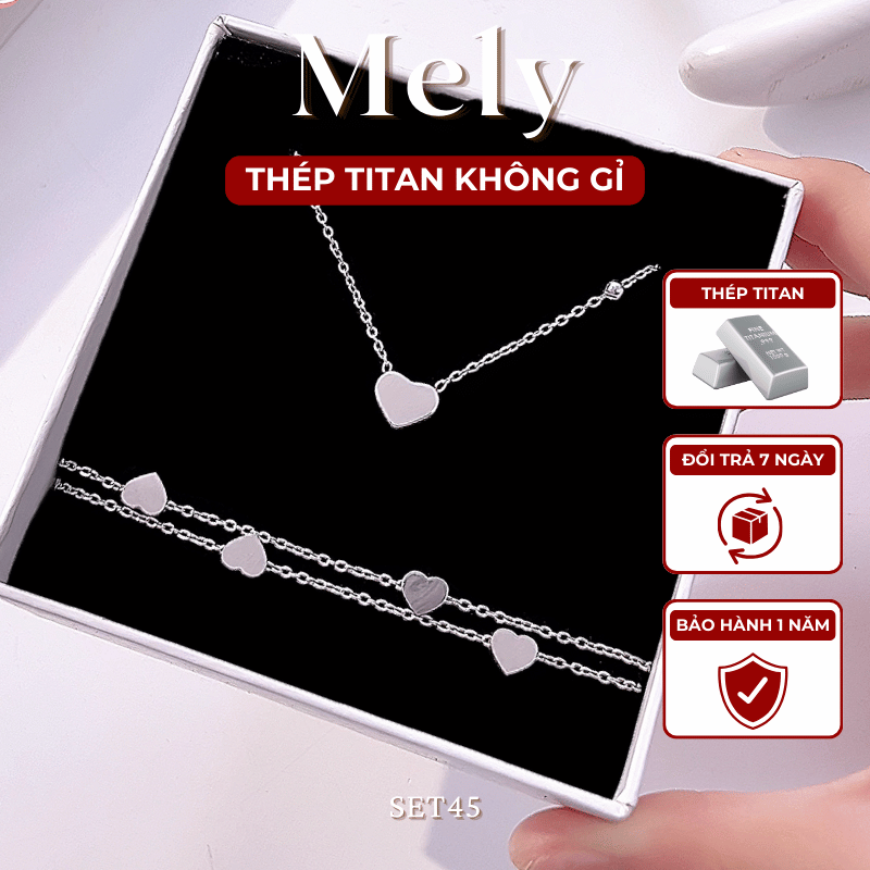 Bộ trang sức Thép Titan không gỉ hình tim SET45