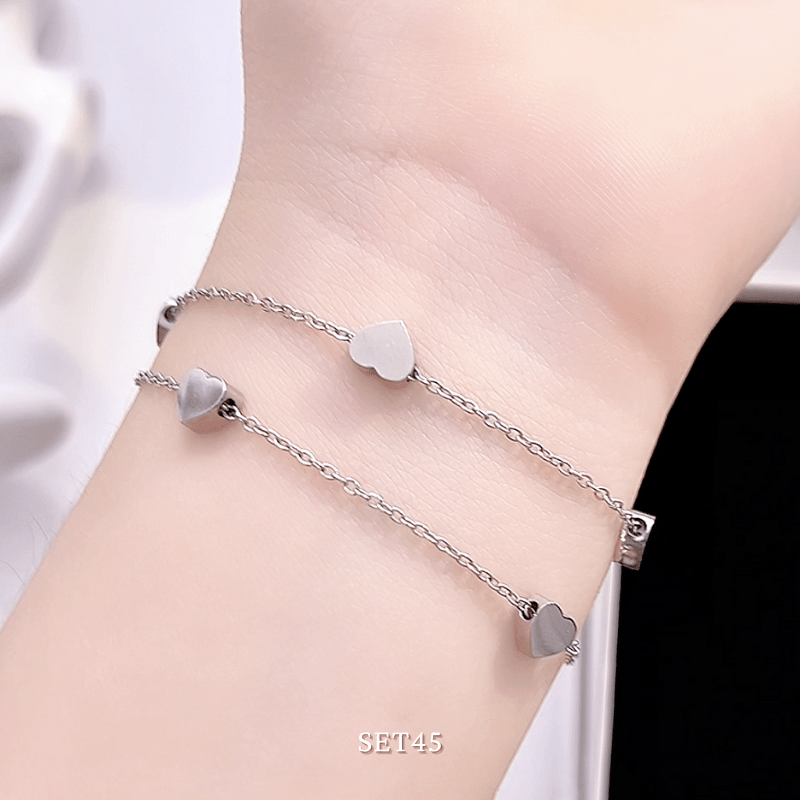 Bộ trang sức Thép Titan không gỉ hình tim SET45