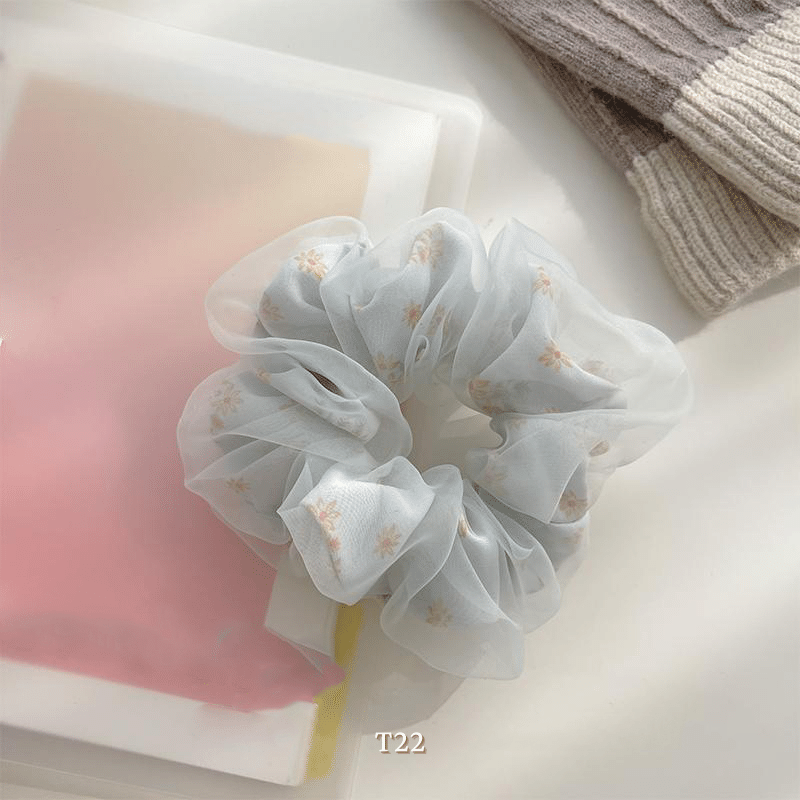 Buộc tóc Scrunchies voan 2 lớp nữ tính dể thương T22