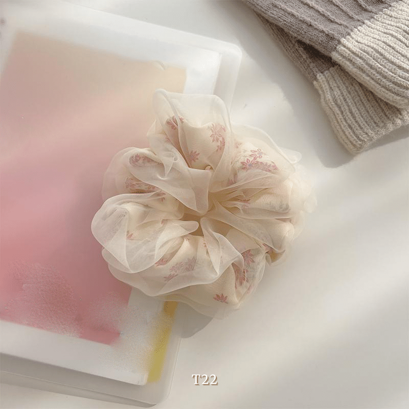 Buộc tóc Scrunchies voan 2 lớp nữ tính dể thương T22