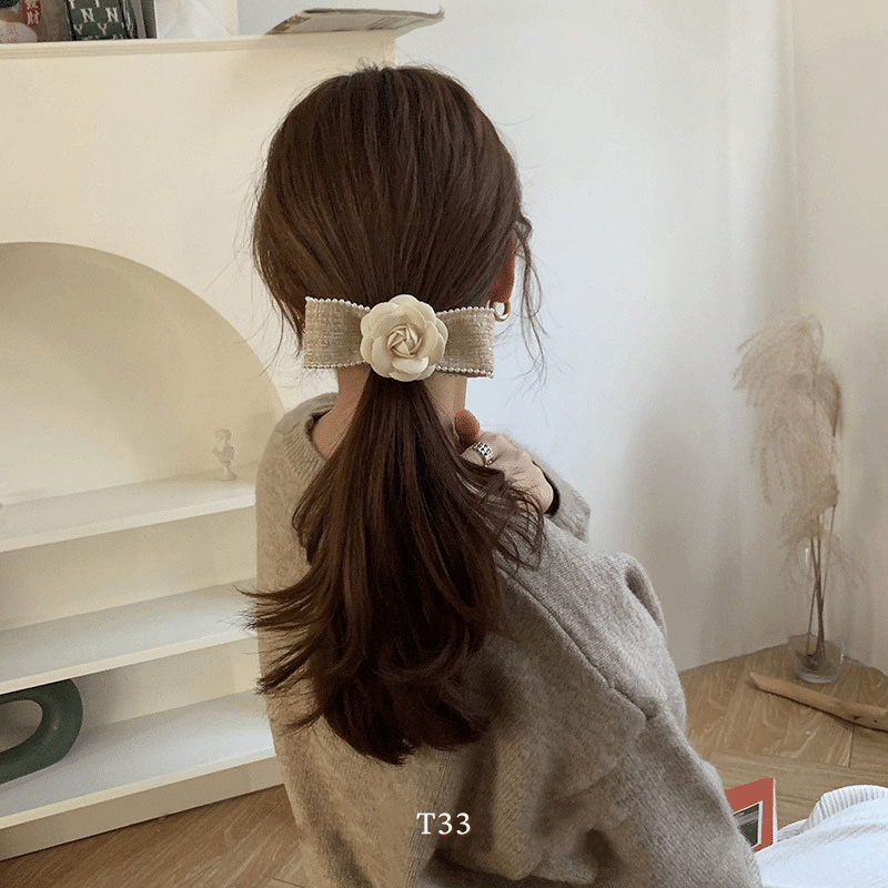 Kẹp tóc nơ hình hoa phong cách tiểu thư nữ tính Mely T33