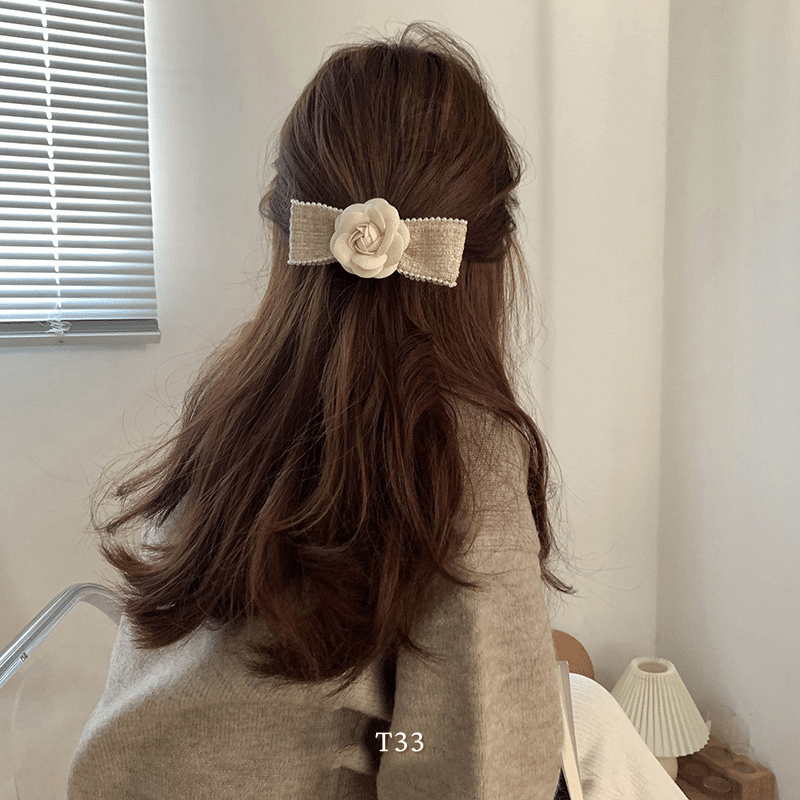 Kẹp tóc nơ hình hoa phong cách tiểu thư nữ tính Mely T33