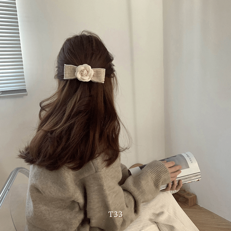 Kẹp tóc nơ hình hoa phong cách tiểu thư nữ tính Mely T33