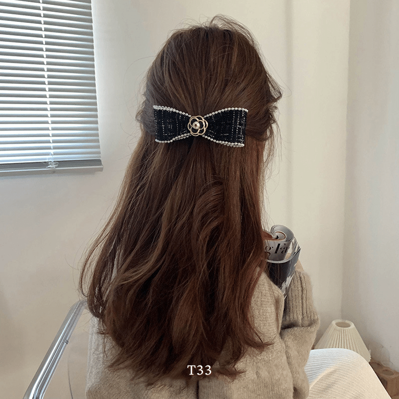 Kẹp tóc nơ hình hoa phong cách tiểu thư nữ tính Mely T33