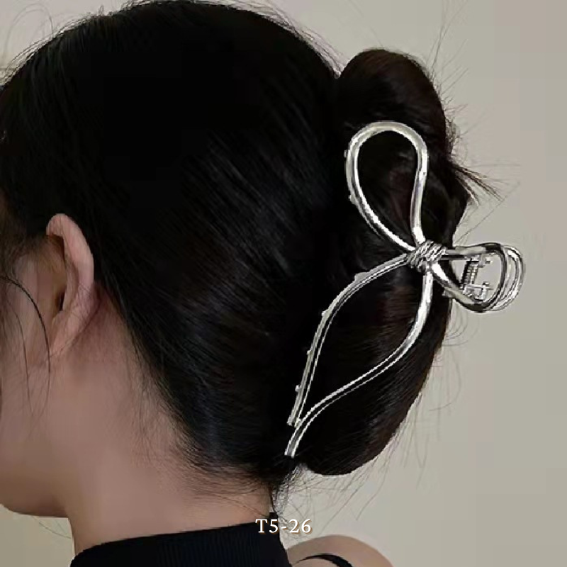 Kẹp tóc nơ kim loại loại lớn cá tính phong cách đơn giản T5-26