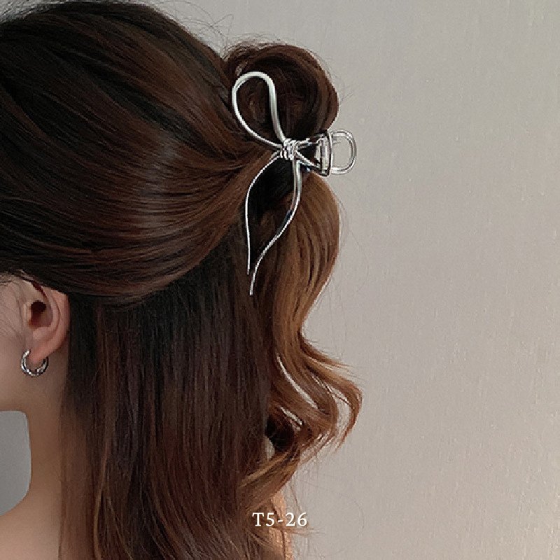 Kẹp tóc nơ kim loại loại lớn cá tính phong cách đơn giản T5-26