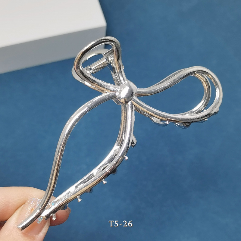 Kẹp tóc nơ kim loại loại lớn cá tính phong cách đơn giản T5-26