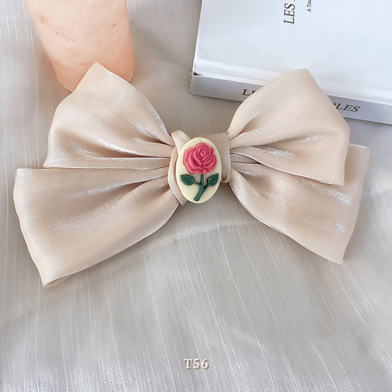 Kẹp tóc nữ loại nơ lớn hình hoa hồng dễ thương xinh xắn T56