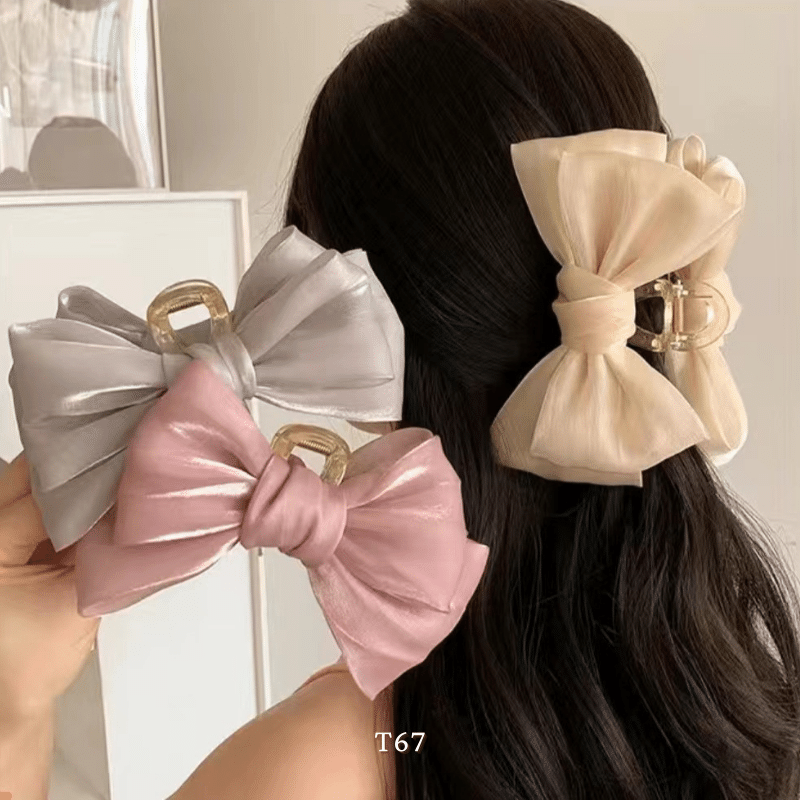 Kẹp tóc nơ lớn nhiều màu phụ kiện tóc thời trang nữ tính T67