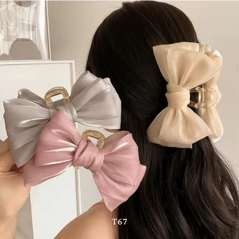 Kẹp tóc nơ lớn nhiều màu phụ kiện tóc thời trang nữ tính T67