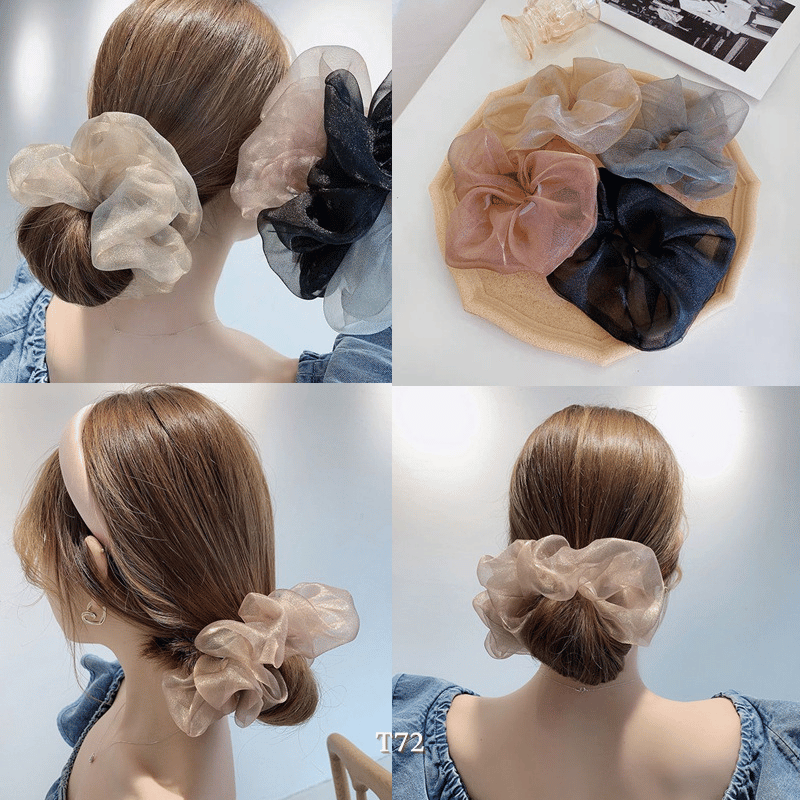 Buộc tóc Scrunchies vải Organza mềm mại xu hướng Hàn Quốc T72