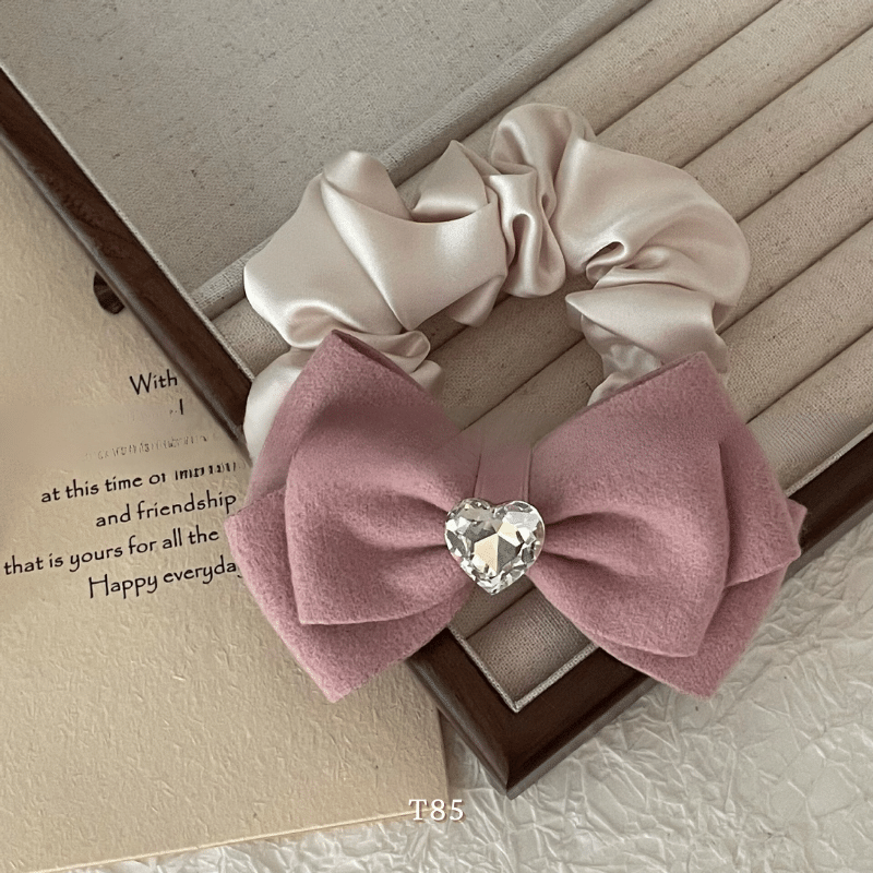 Buộc tóc Scrunchies nữ dạng nơ hình tim phong cách thời trang Hàn Quốc - T85