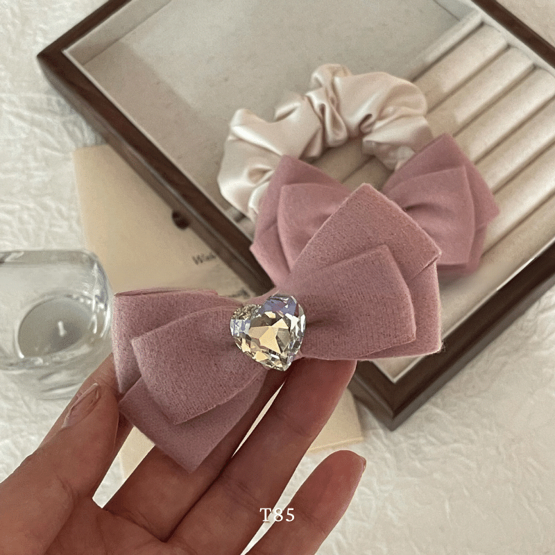 Buộc tóc Scrunchies nữ dạng nơ hình tim phong cách thời trang Hàn Quốc - T85