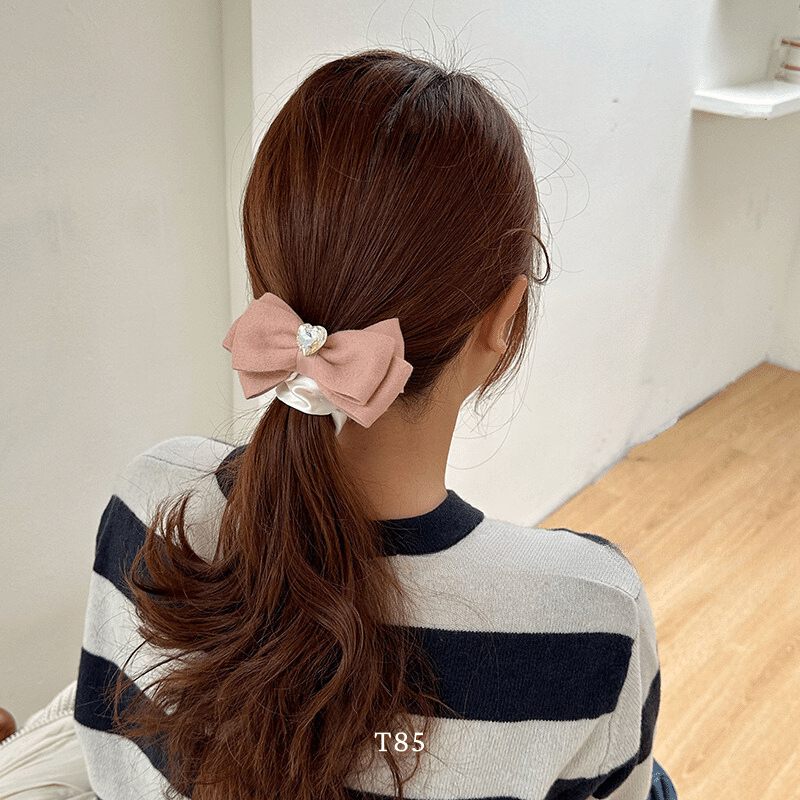 Buộc tóc Scrunchies nữ dạng nơ hình tim phong cách thời trang Hàn Quốc - T85