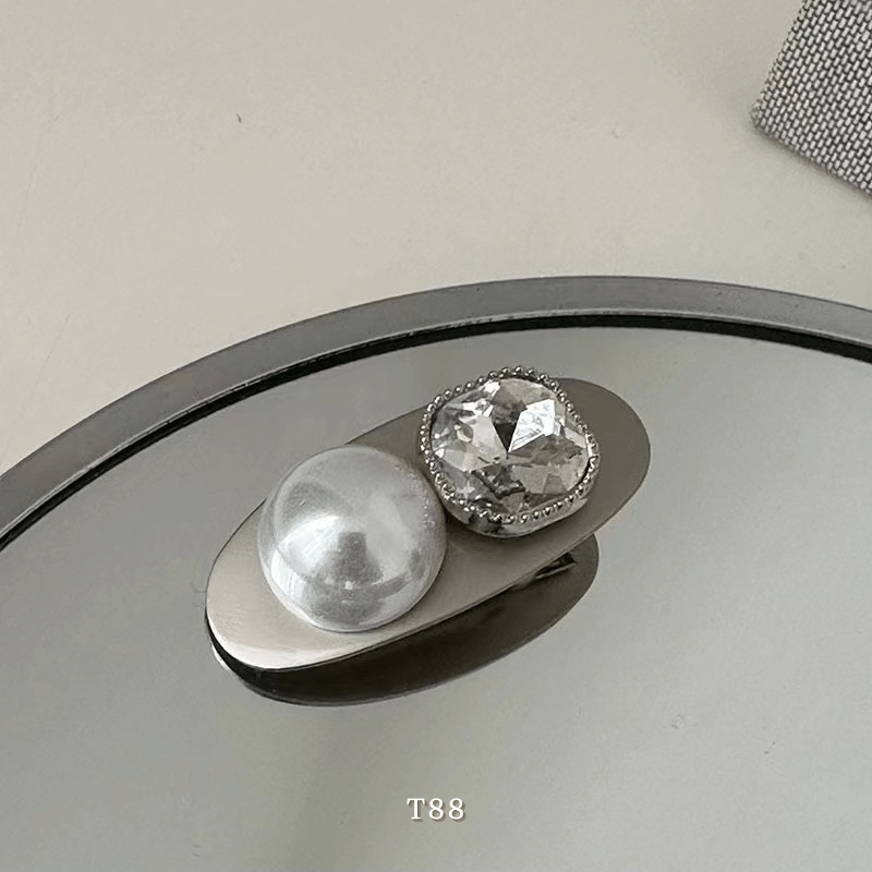Kẹp tóc mái kim loại bản nhỏ nhắn đính đá cao cấp phụ kiện thời trang cho nữ - T88