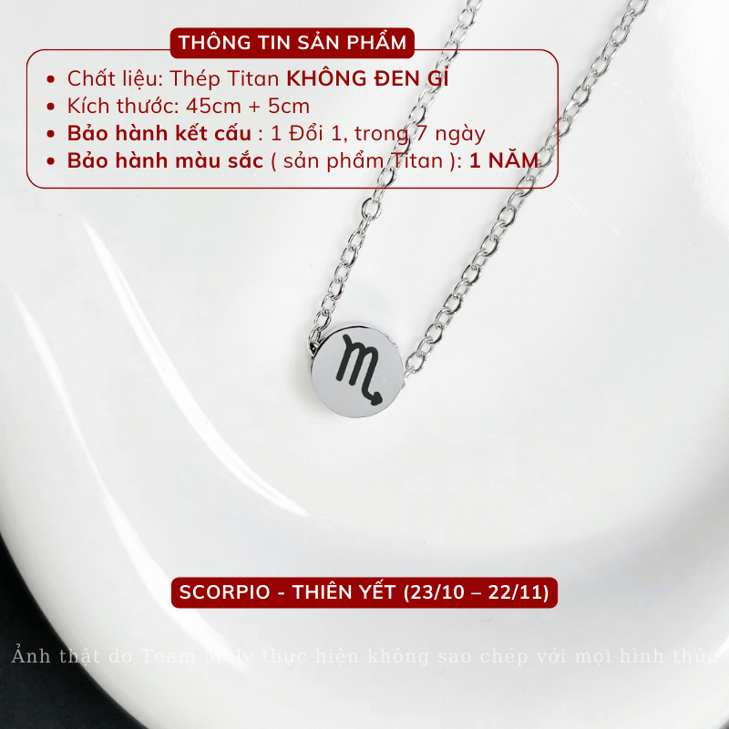 Dây chuyền Thép Titan không gỉ dạng Cung Hoàng Đạo CT31